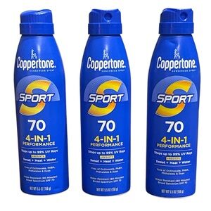 3- Brand New Bottles of Coppertone Sport 70 4-IN-1 Performance
